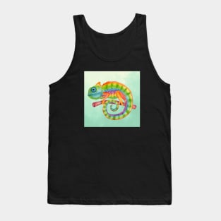 Colorful Chameleon Art | Rainbow Lizard Design Tank Top